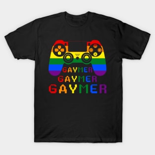 Gaymer Gay Pride Flag LGBT Gamer LGBTQ Gaming Gamepad T-Shirt